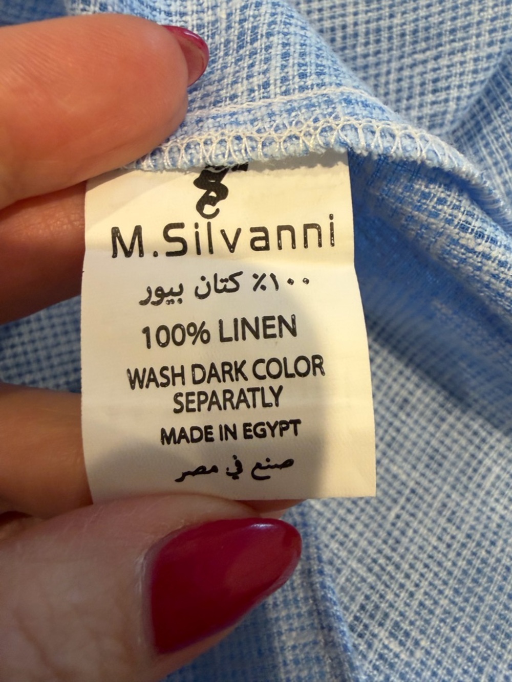 M. Silvanni 100% Linen Button Down Shirt Blue Small - Picture 3 of 5